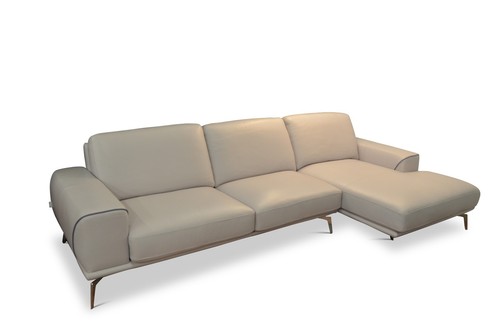 Leather chaise sofa - chaise, blue